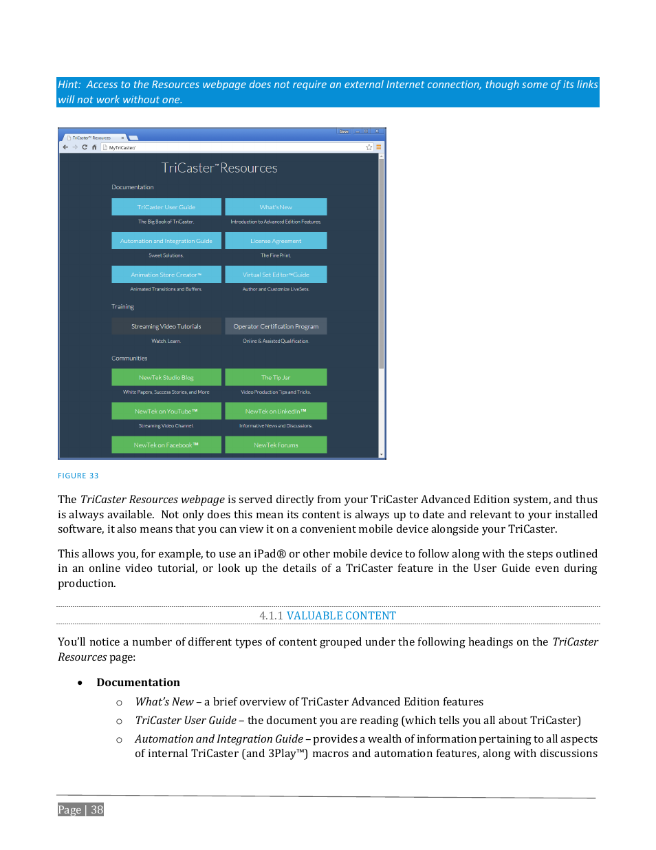 1 valuable content | NewTek TriCaster Advanced Edition User Guide User Manual | Page 50 / 342