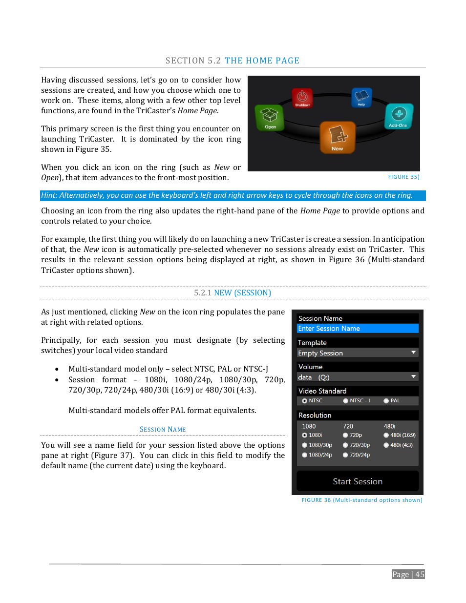 Ection, 1 new (session), N 5.2.1 | NewTek TriCaster Advanced Edition User Guide User Manual | Page 57 / 342