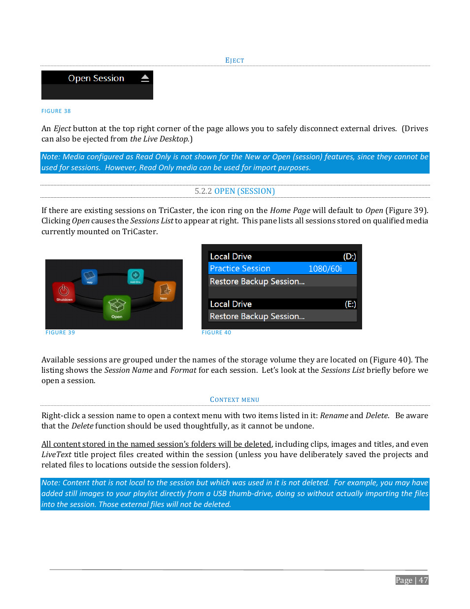 2 open (session) | NewTek TriCaster Advanced Edition User Guide User Manual | Page 59 / 342