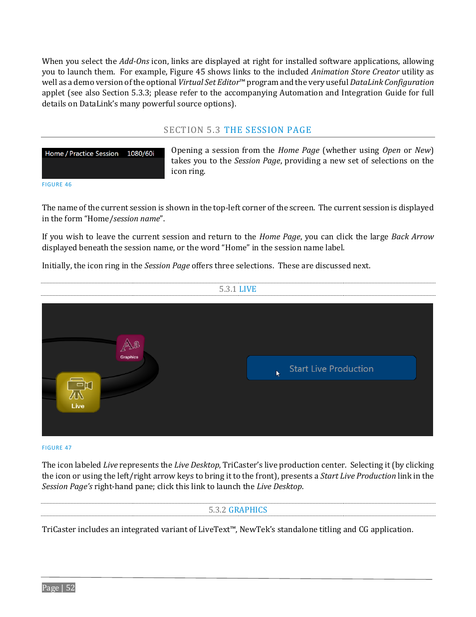 Ection, Ession, 1 live | 2 graphics | NewTek TriCaster Advanced Edition User Guide User Manual | Page 64 / 342