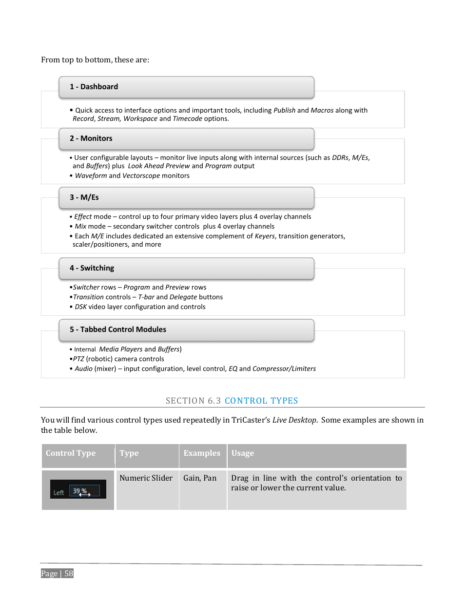 Ection, Ontrol, Ypes | NewTek TriCaster Advanced Edition User Guide User Manual | Page 70 / 342
