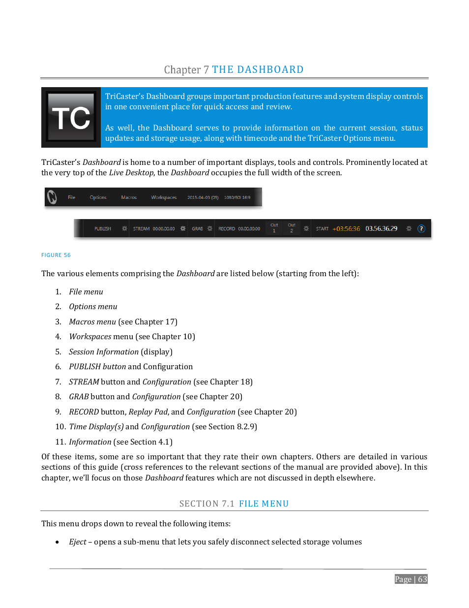 The dashboard, Ection | NewTek TriCaster Advanced Edition User Guide User Manual | Page 75 / 342