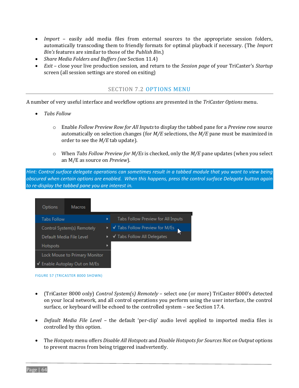 Ection, Ptions | NewTek TriCaster Advanced Edition User Guide User Manual | Page 76 / 342