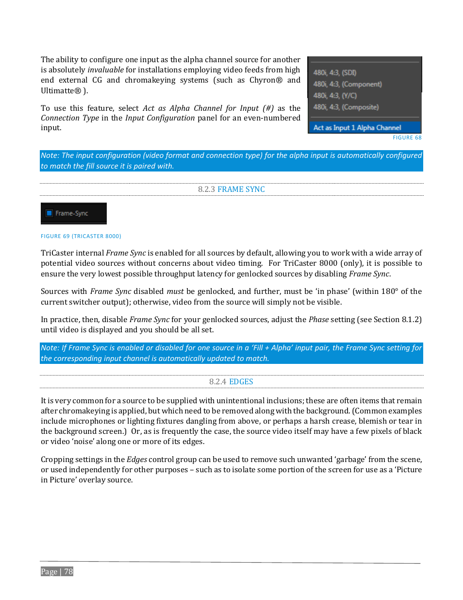 3 frame sync, 4 edges | NewTek TriCaster Advanced Edition User Guide User Manual | Page 90 / 342