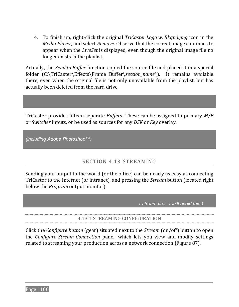 Ection, Treaming, 1 streaming configuration | NewTek TriCaster 8000 User Manual | Page 116 / 529