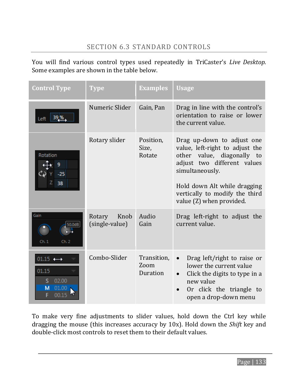 Ection, Tandard, Ontrols | NewTek TriCaster 8000 User Manual | Page 149 / 529