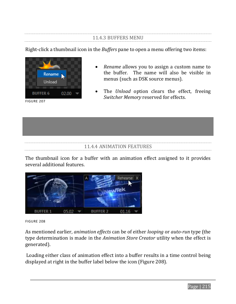 3 buffers menu, 4 animation features | NewTek TriCaster 8000 User Manual | Page 231 / 529