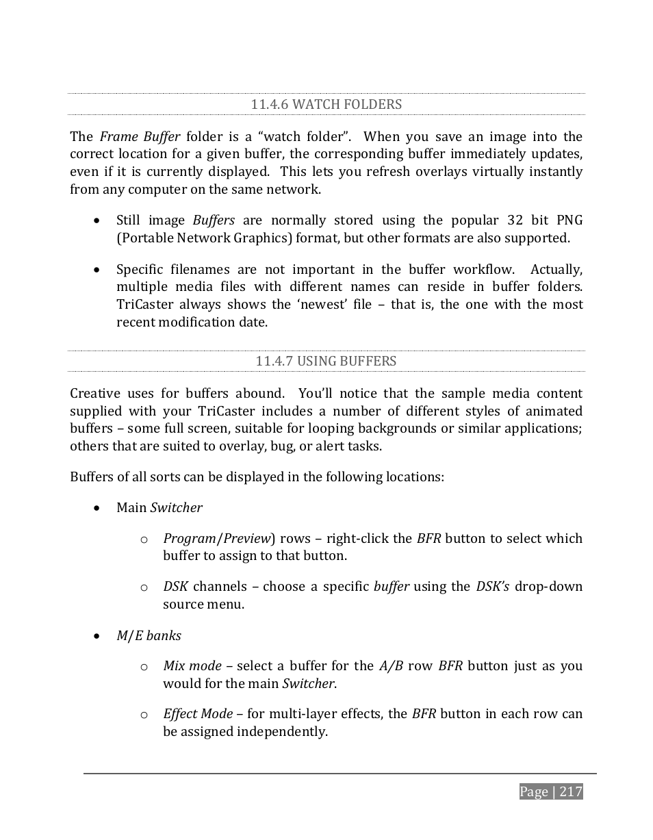 6 watch folders, 7 using buffers | NewTek TriCaster 8000 User Manual | Page 233 / 529