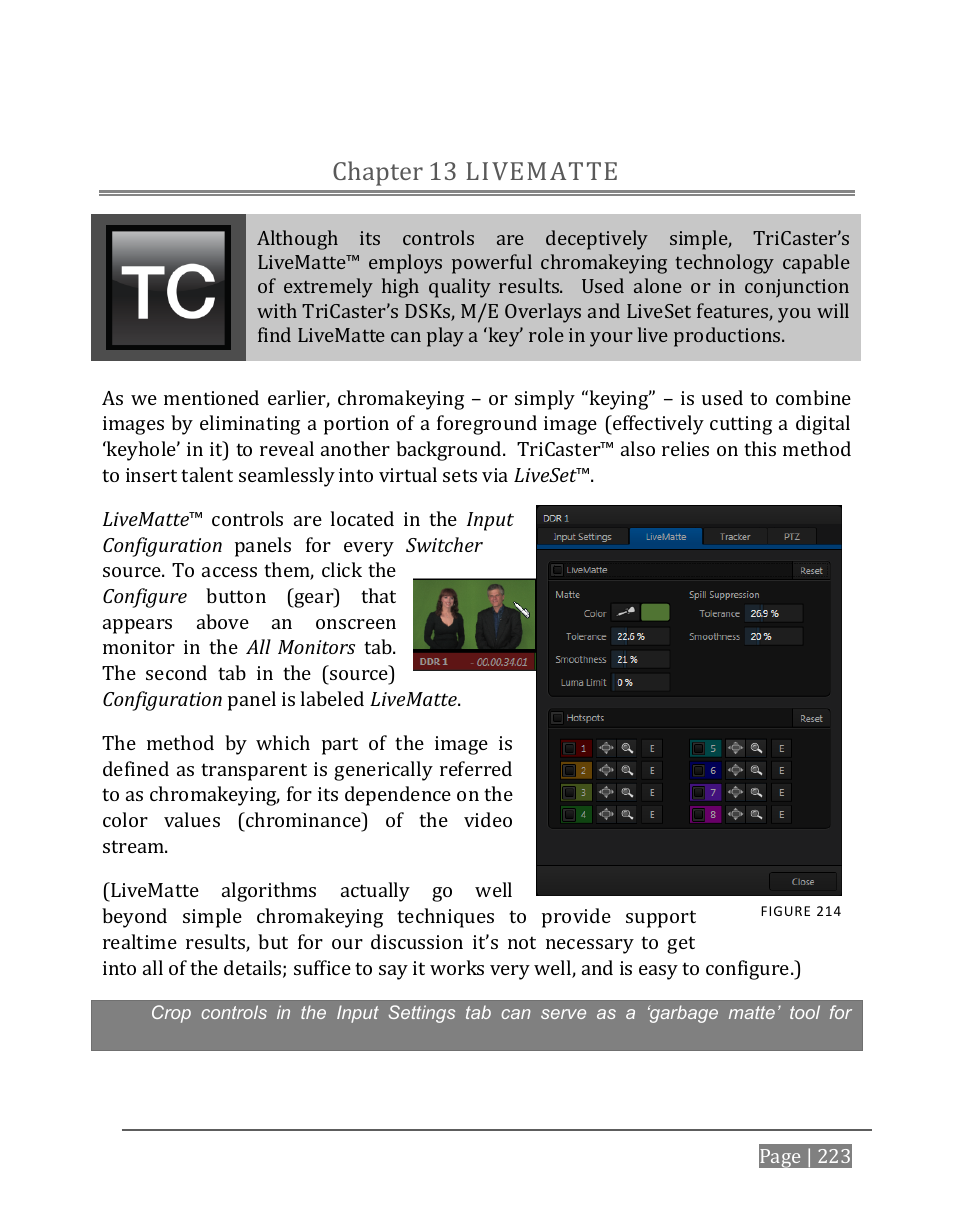 Livematte, Chapter 13, Livematte chapter 13 | NewTek TriCaster 8000 User Manual | Page 239 / 529