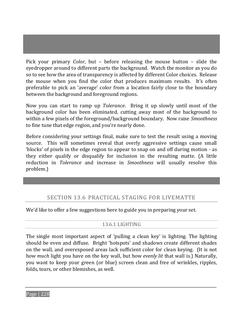 Ection, Ractical, Taging for | Atte, 1 lighting | NewTek TriCaster 8000 User Manual | Page 244 / 529