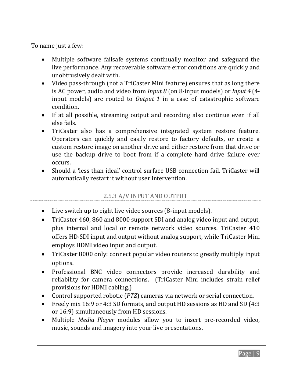 3 a/v input and output | NewTek TriCaster 8000 User Manual | Page 25 / 529