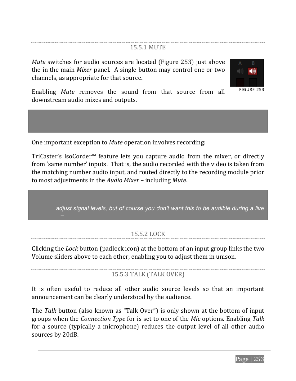 1 mute, 2 lock, 3 talk (talk over) | NewTek TriCaster 8000 User Manual | Page 269 / 529