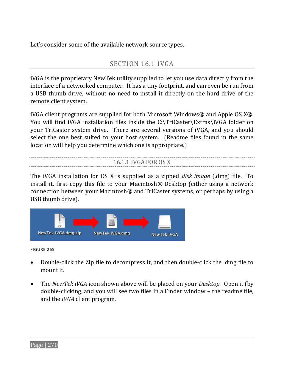 Ection, 1 ivga for os x | NewTek TriCaster 8000 User Manual | Page 286 / 529
