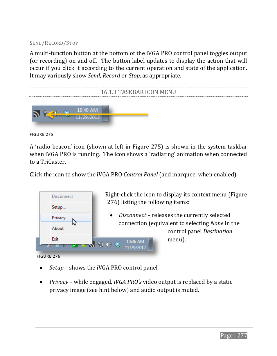 3 taskbar icon menu | NewTek TriCaster 8000 User Manual | Page 293 / 529