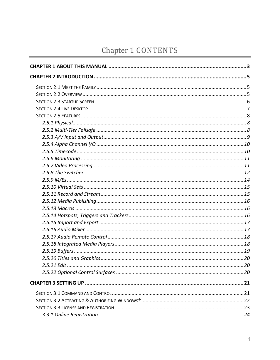 Contents chapter 1 | NewTek TriCaster 8000 User Manual | Page 3 / 529