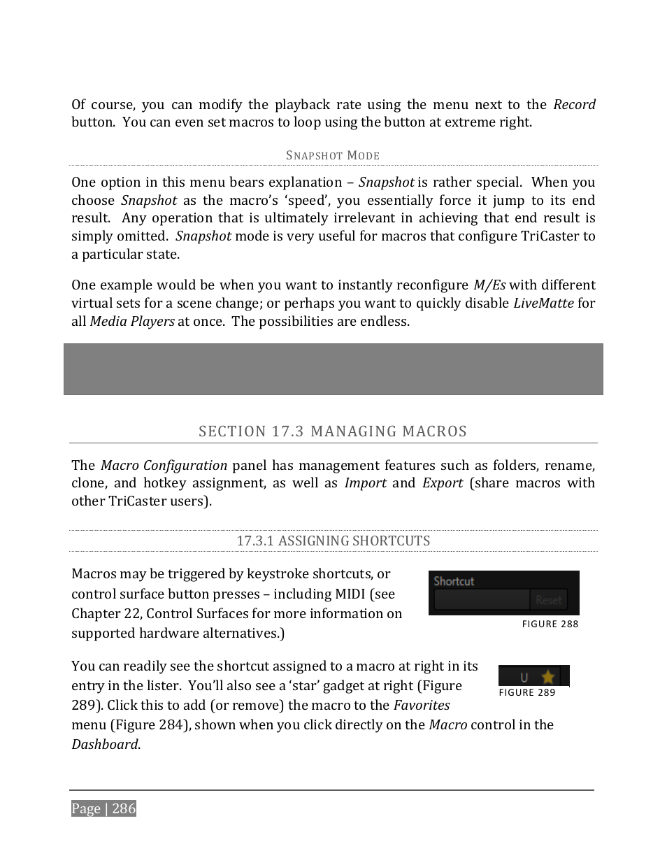 Ection, Anaging, Acros | 1 assigning shortcuts | NewTek TriCaster 8000 User Manual | Page 302 / 529