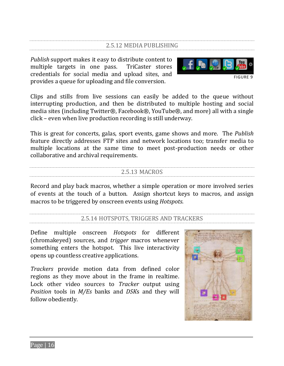 12 media publishing, 13 macros, 14 hotspots, triggers and trackers | NewTek TriCaster 8000 User Manual | Page 32 / 529