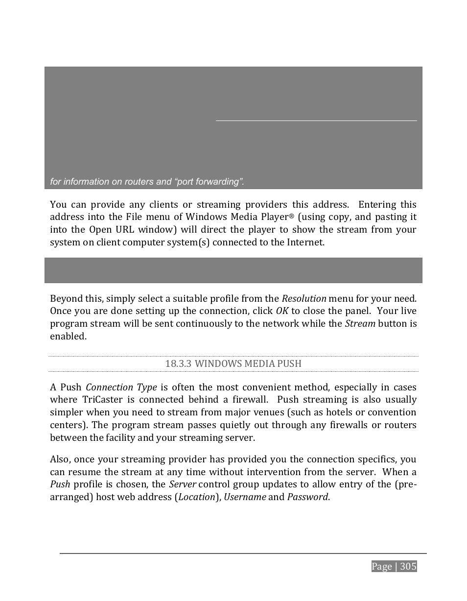 3 windows media push | NewTek TriCaster 8000 User Manual | Page 321 / 529