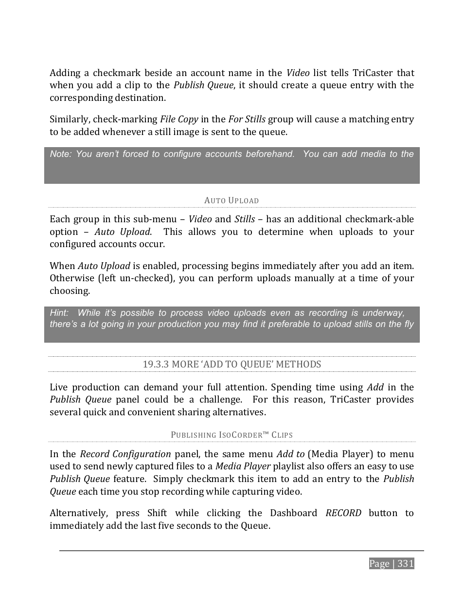 3 more ‘add to queue’ methods | NewTek TriCaster 8000 User Manual | Page 347 / 529