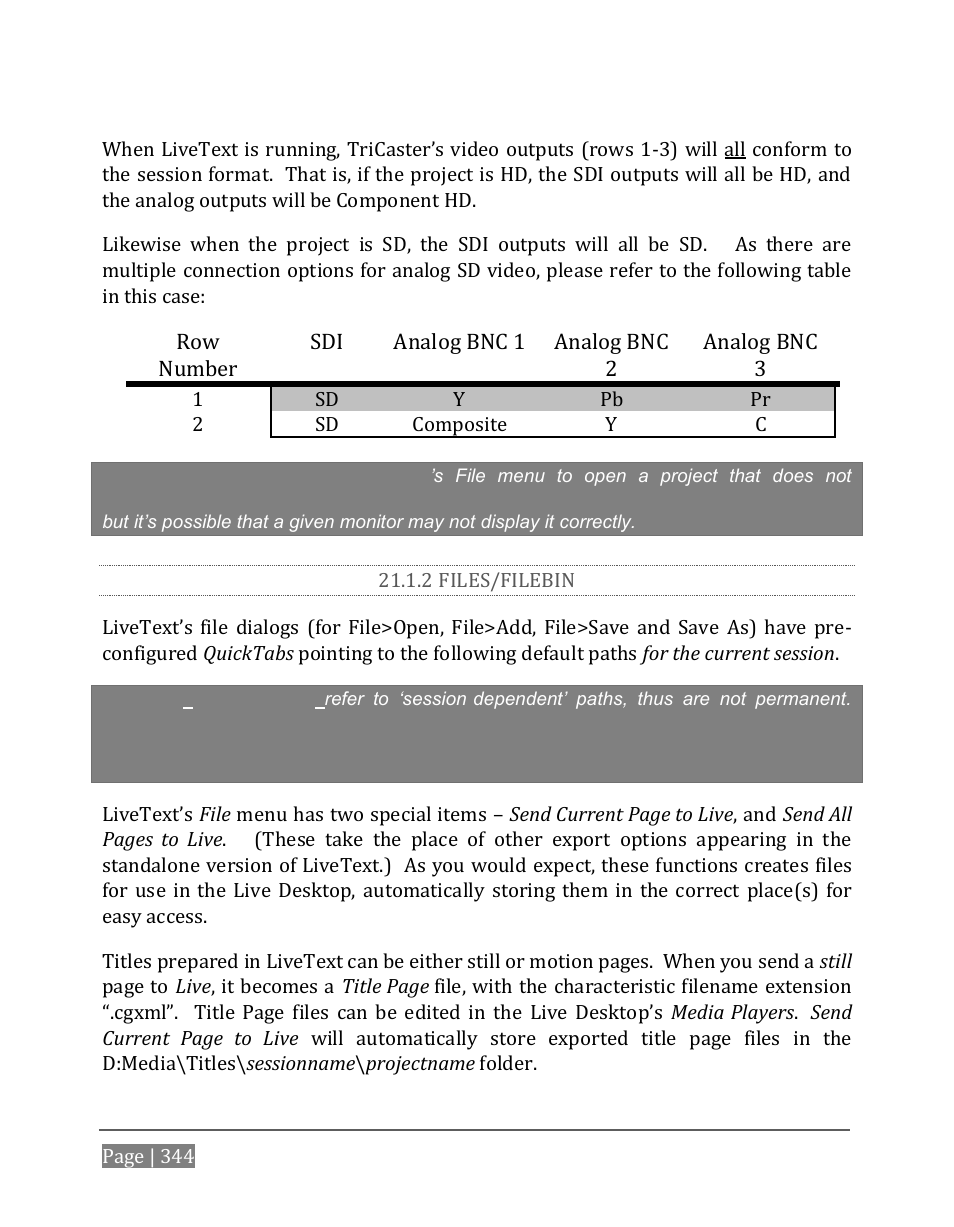 2 files/filebin | NewTek TriCaster 8000 User Manual | Page 360 / 529