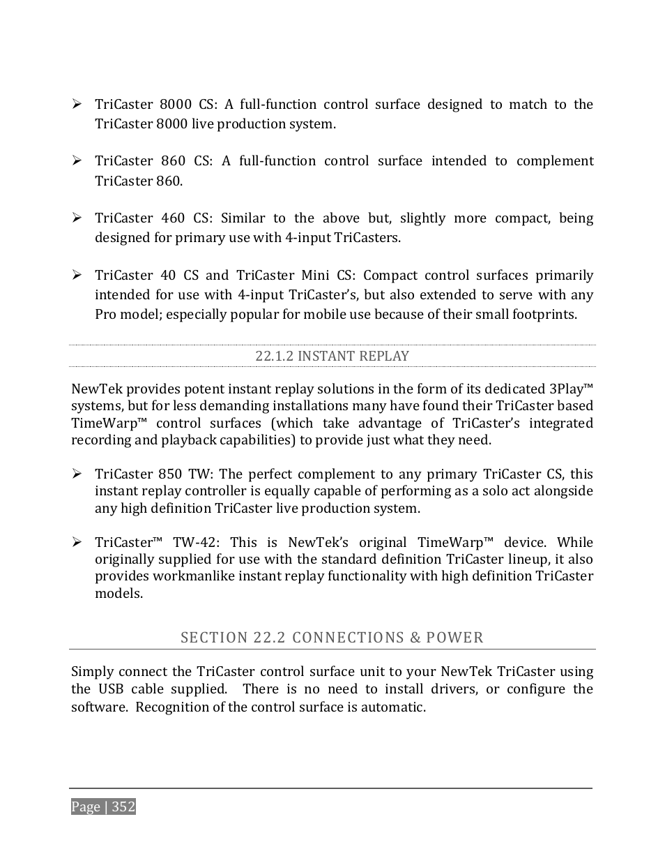 2 instant replay, Ection, Onnections | Ower | NewTek TriCaster 8000 User Manual | Page 368 / 529