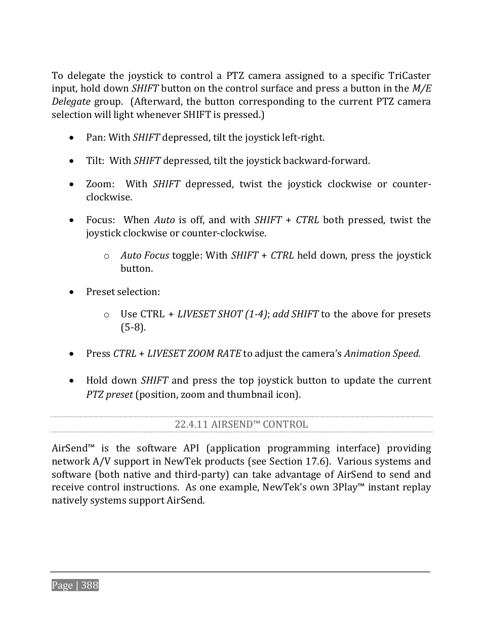 11 airsend™ control | NewTek TriCaster 8000 User Manual | Page 404 / 529