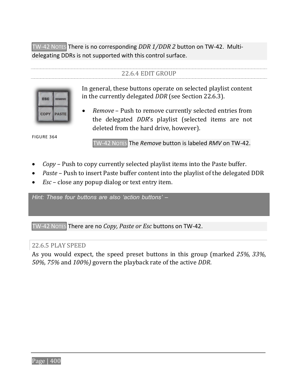 4 edit group, 5 play speed | NewTek TriCaster 8000 User Manual | Page 416 / 529