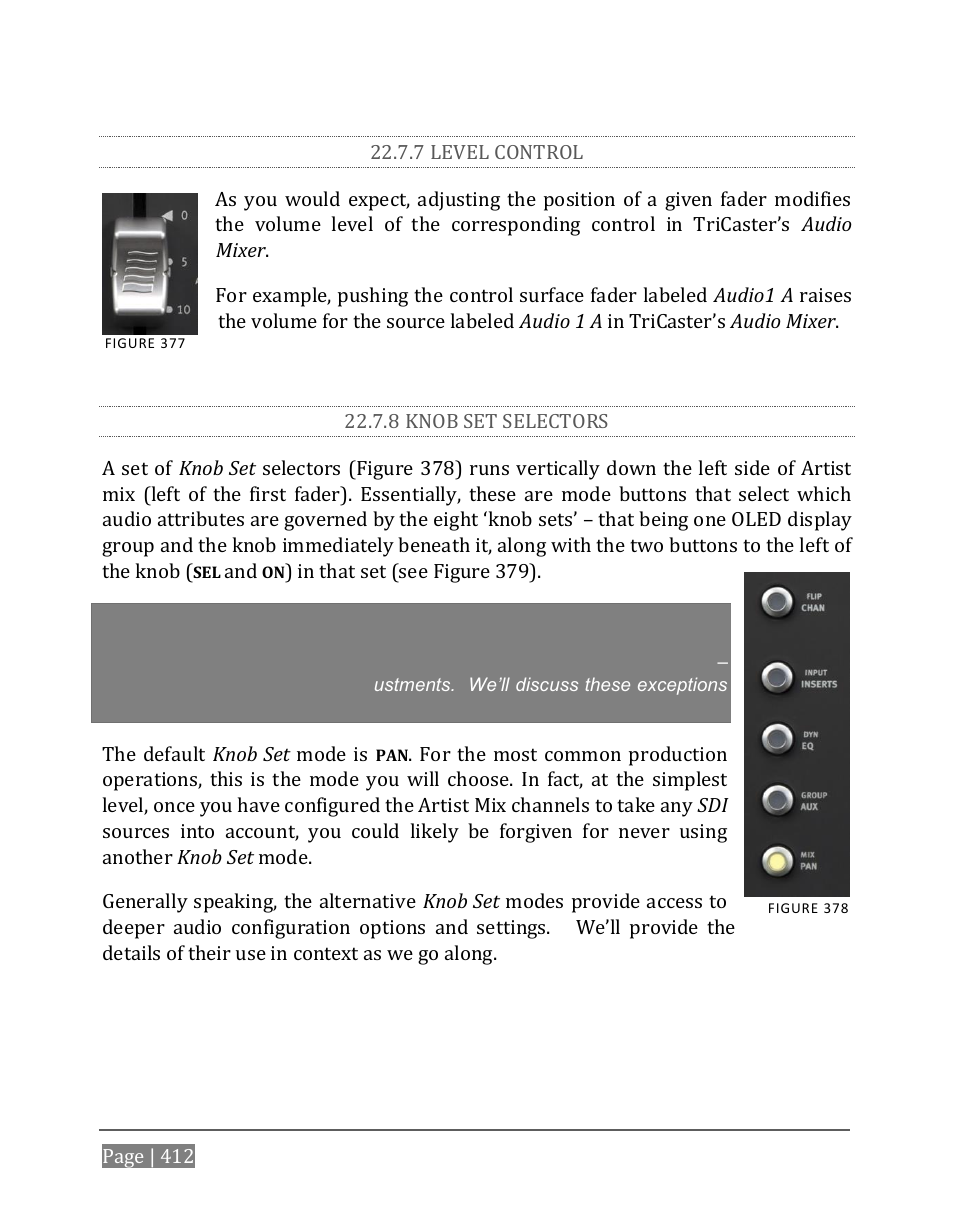 7 level control, 8 knob set selectors | NewTek TriCaster 8000 User Manual | Page 428 / 529