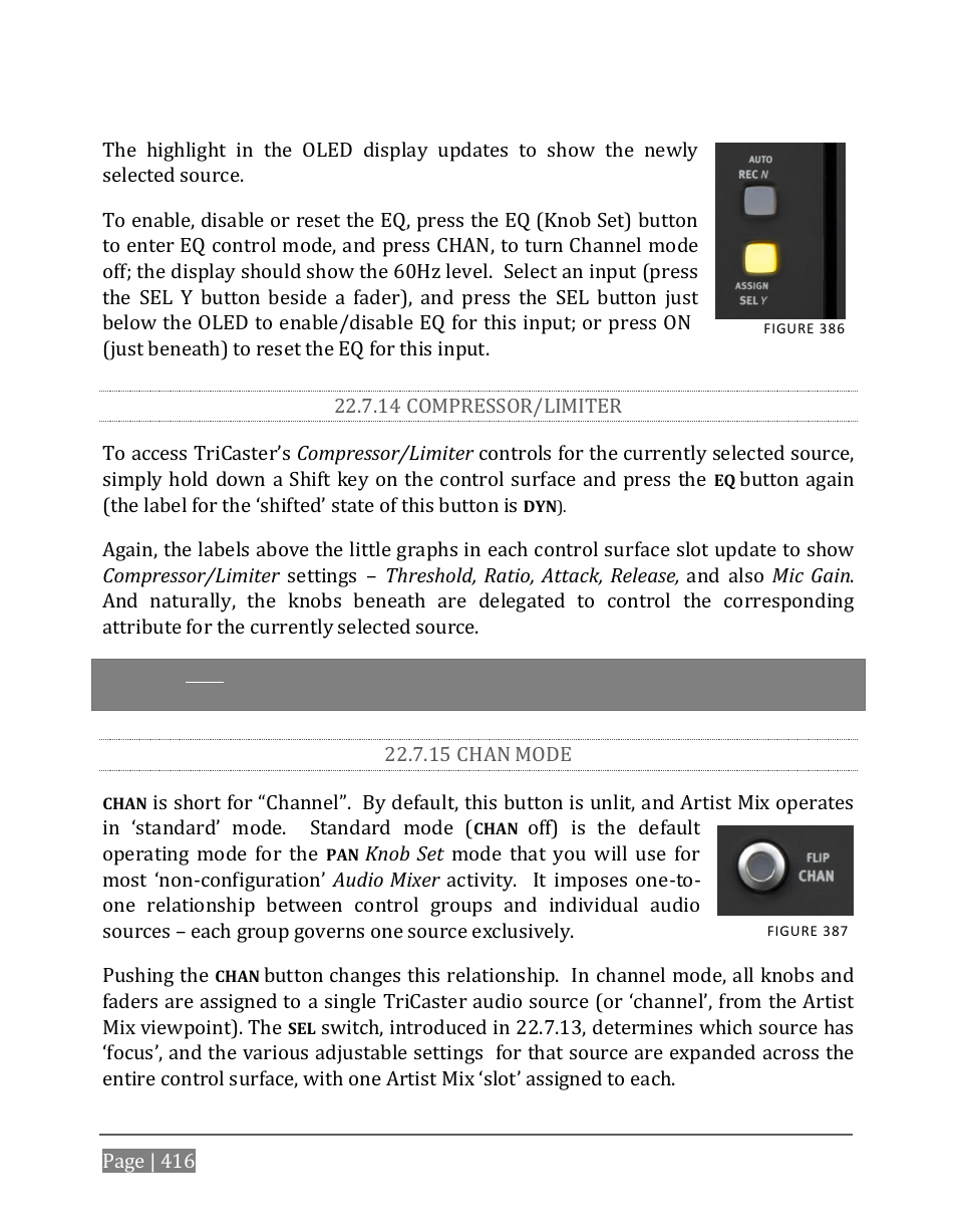 14 compressor/limiter, 15 chan mode | NewTek TriCaster 8000 User Manual | Page 432 / 529