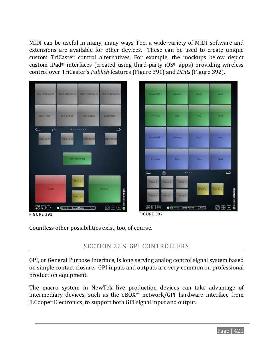 Ection, Controllers | NewTek TriCaster 8000 User Manual | Page 437 / 529