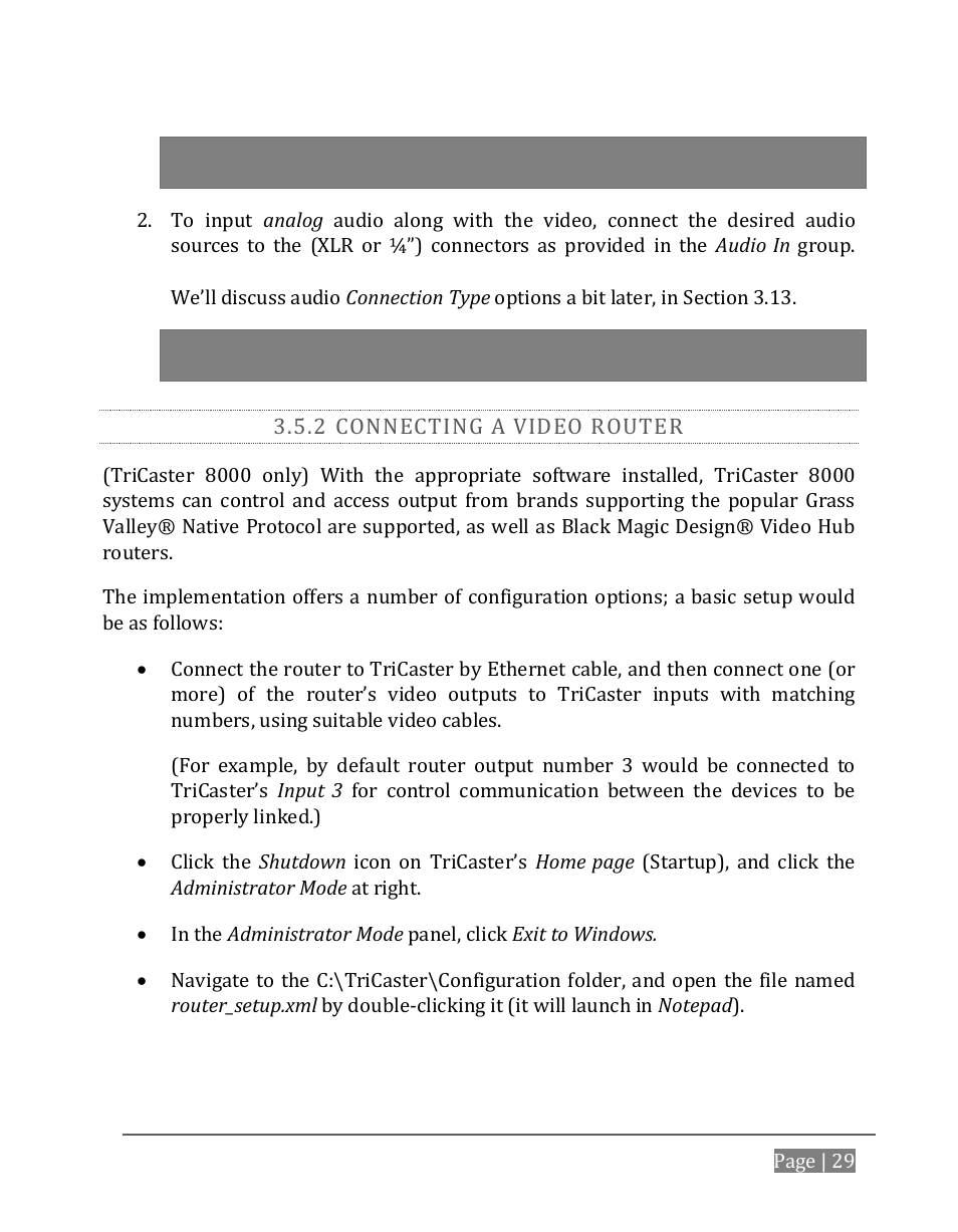 2 connecting a video router | NewTek TriCaster 8000 User Manual | Page 45 / 529