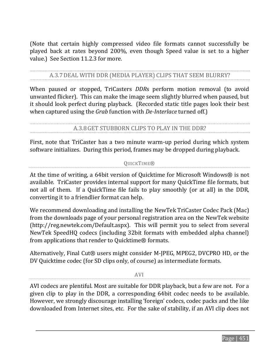 A.3.7, A.3.8, Get stubborn clips to play in the ddr | NewTek TriCaster 8000 User Manual | Page 467 / 529