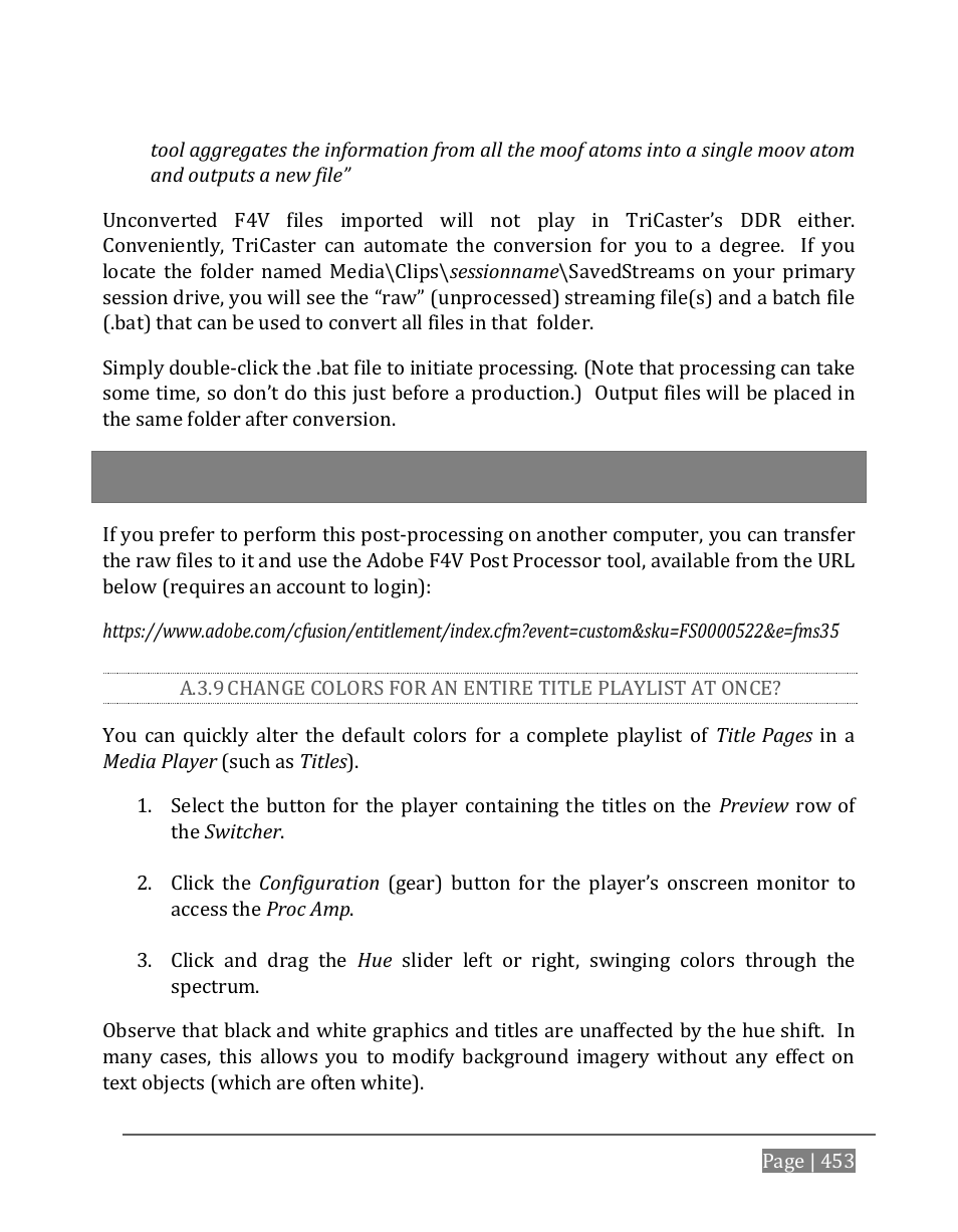 A.3.9, Change colors for an entire title playlist at once | NewTek TriCaster 8000 User Manual | Page 469 / 529