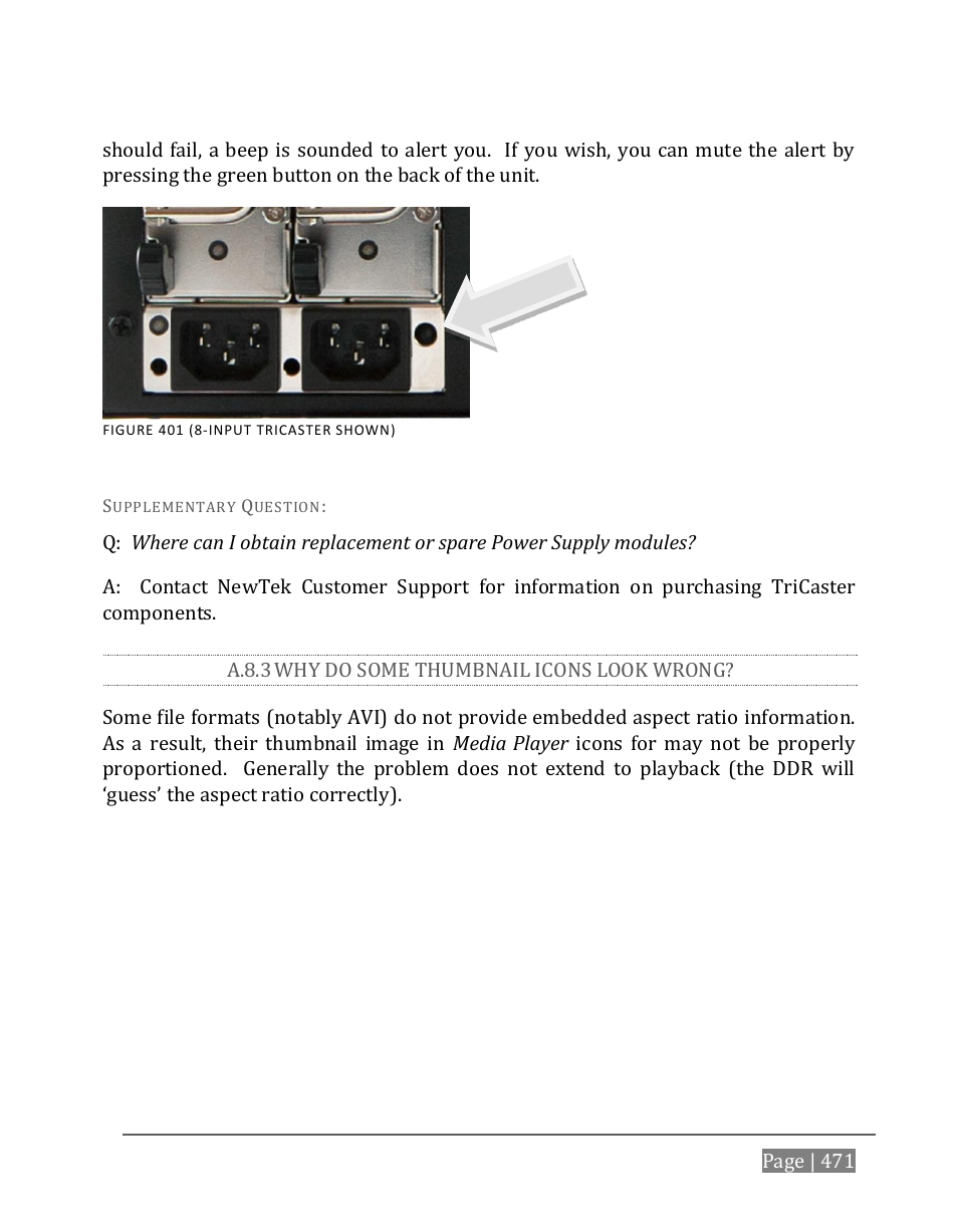 A.8.3, Why do some thumbnail icons look wrong | NewTek TriCaster 8000 User Manual | Page 487 / 529