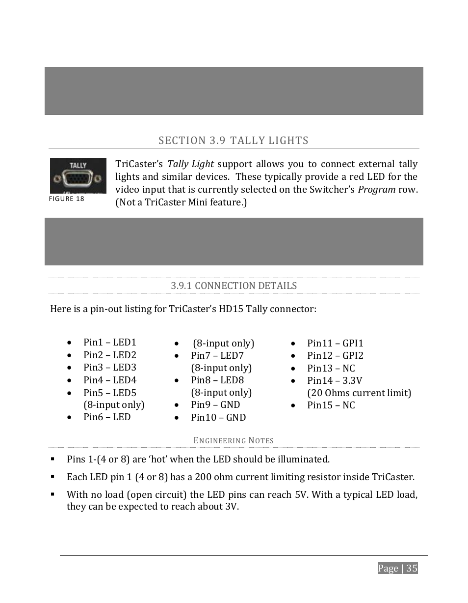 Ection, Ally, Ights | 1 connection details | NewTek TriCaster 8000 User Manual | Page 51 / 529