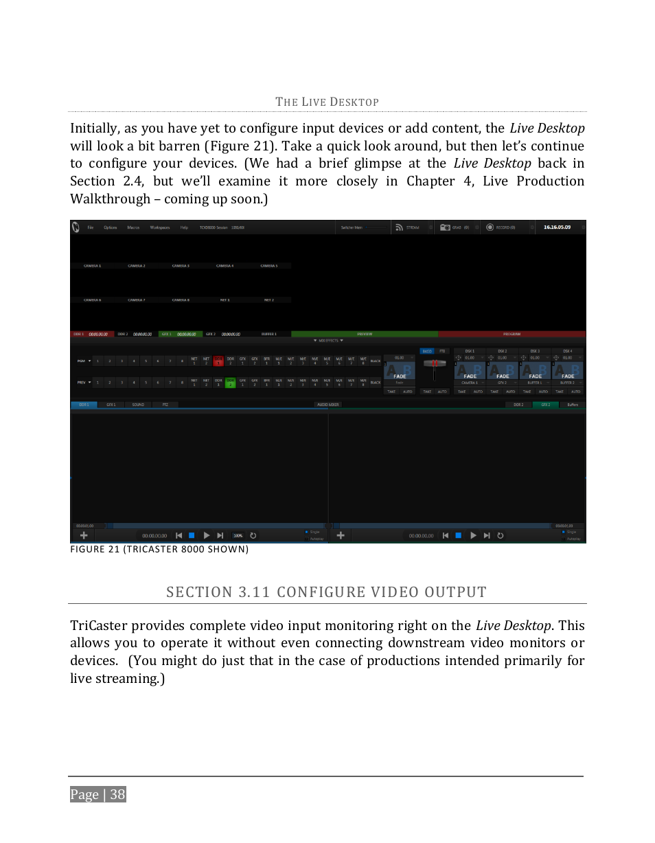 Ection, Onfigure, Ideo | Utput | NewTek TriCaster 8000 User Manual | Page 54 / 529