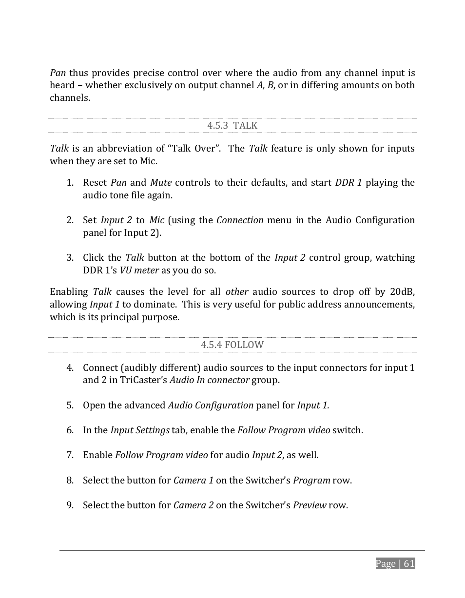 3 talk, 4 follow | NewTek TriCaster 8000 User Manual | Page 77 / 529