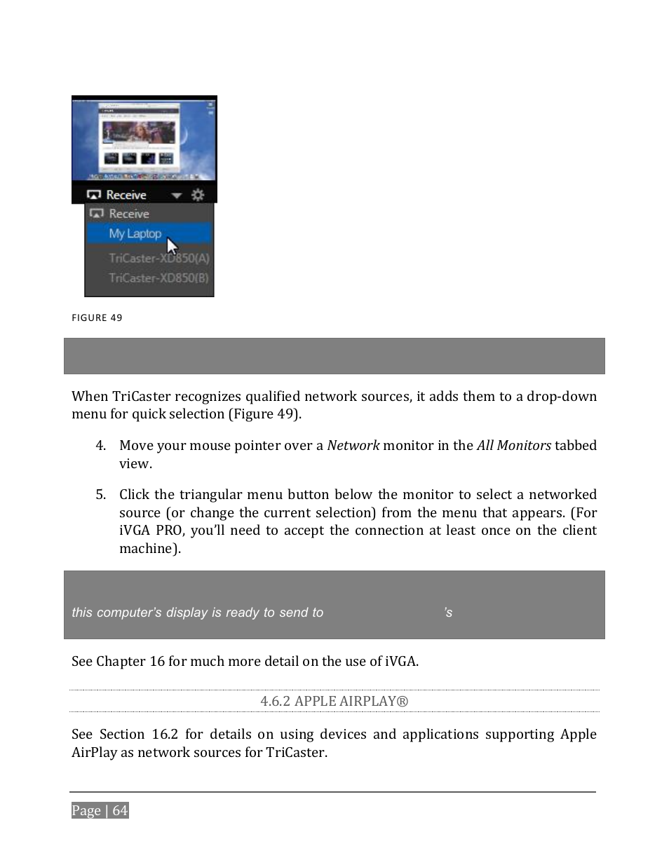 2 apple airplay | NewTek TriCaster 8000 User Manual | Page 80 / 529