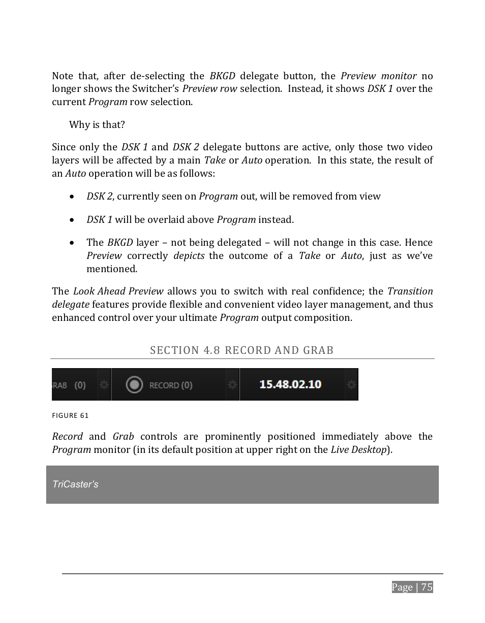 Ection, Ecord and | NewTek TriCaster 8000 User Manual | Page 91 / 529