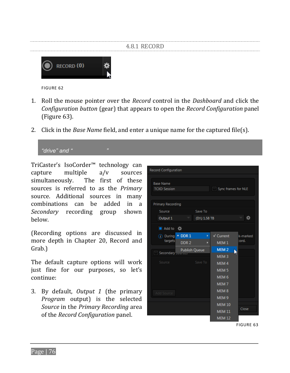 1 record | NewTek TriCaster 8000 User Manual | Page 92 / 529