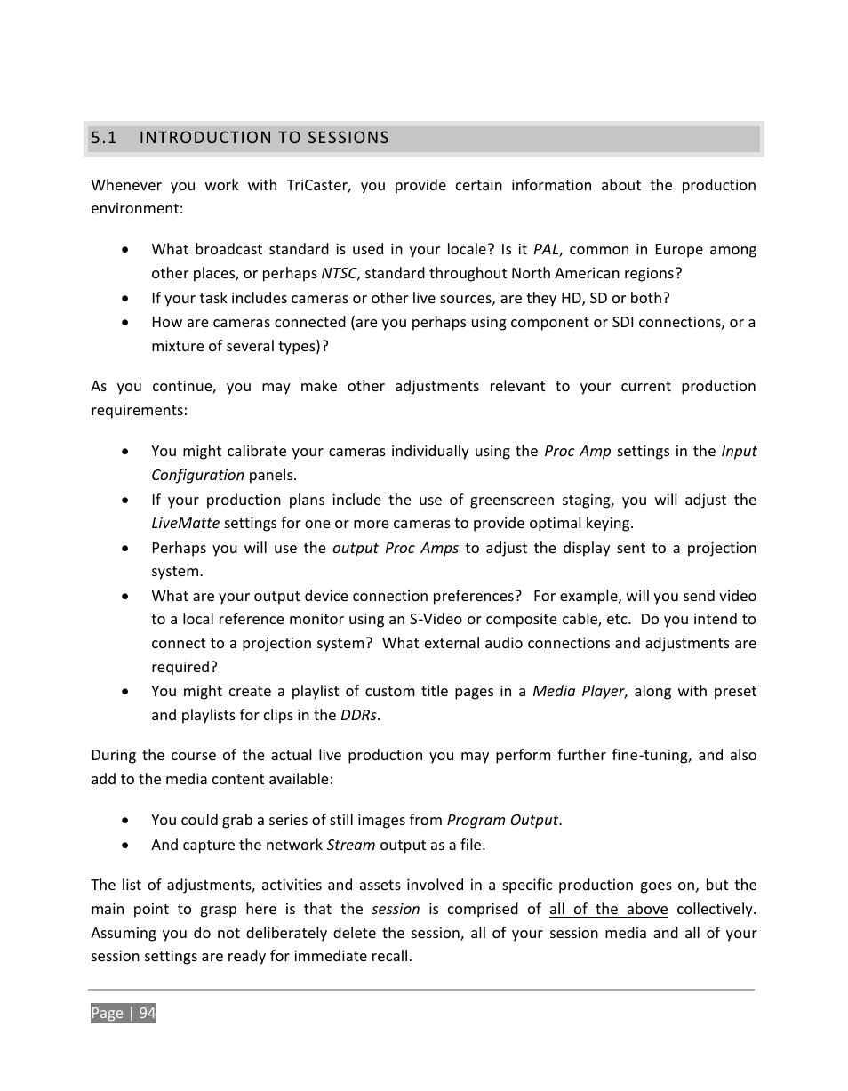 Introduction to sessions | NewTek TriCaster 855 User Manual | Page 110 / 368