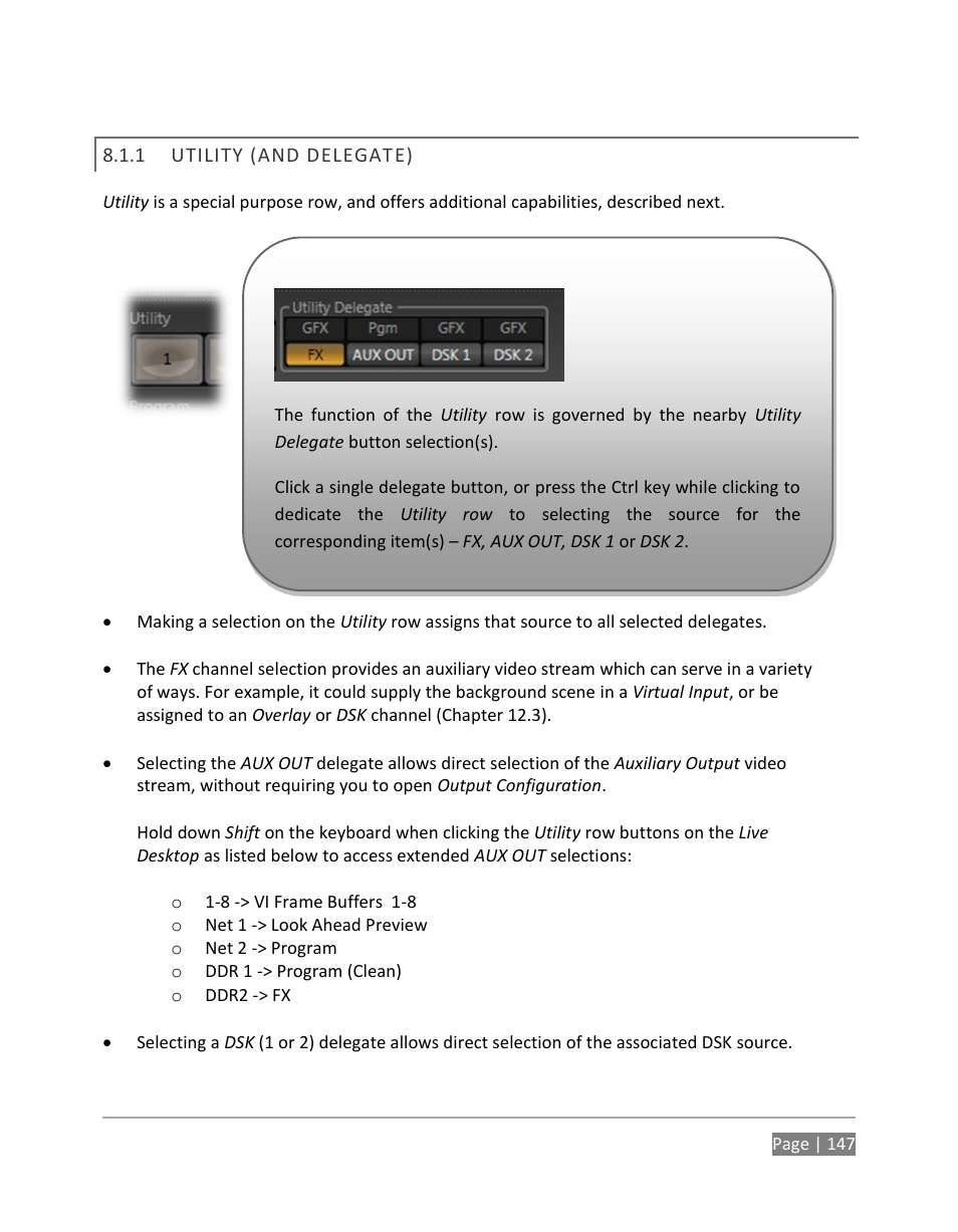 Utility (and delegate) | NewTek TriCaster 855 User Manual | Page 163 / 368