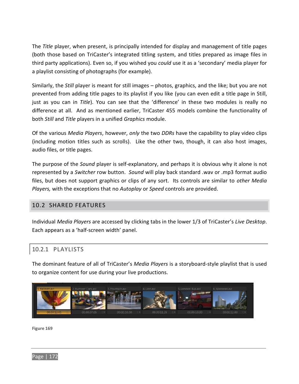 Shared features, Playlists | NewTek TriCaster 855 User Manual | Page 188 / 368