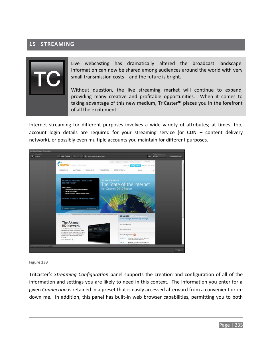 Streaming | NewTek TriCaster 855 User Manual | Page 251 / 368