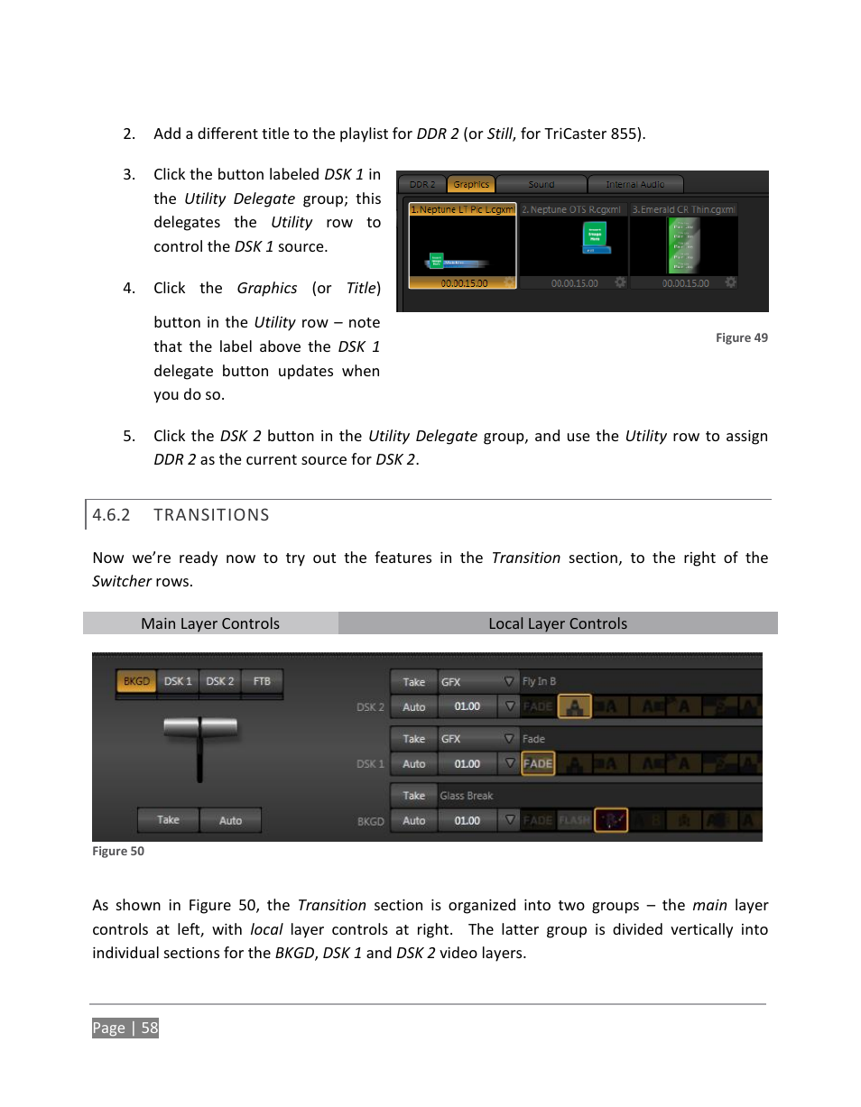 Transitions | NewTek TriCaster 855 User Manual | Page 74 / 368