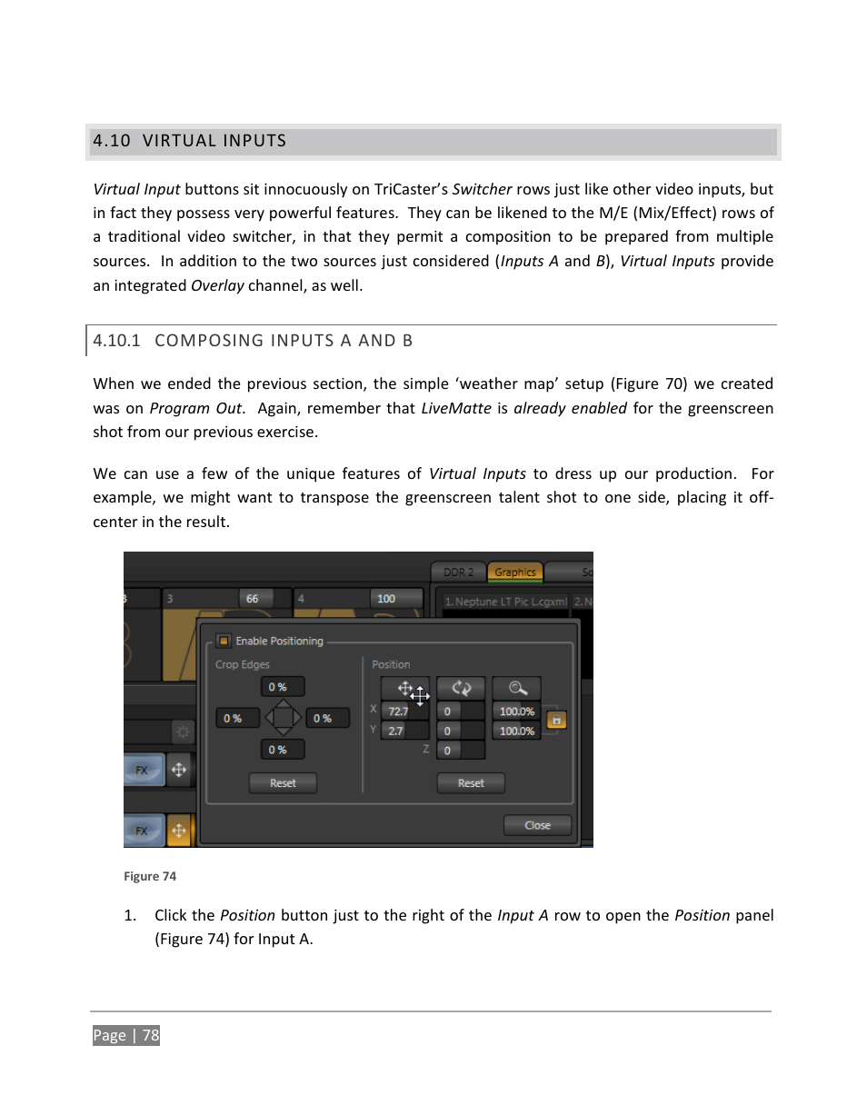 Virtual inputs, Composing inputs a and b, 10 (virtual inputs) | NewTek TriCaster 855 User Manual | Page 94 / 368