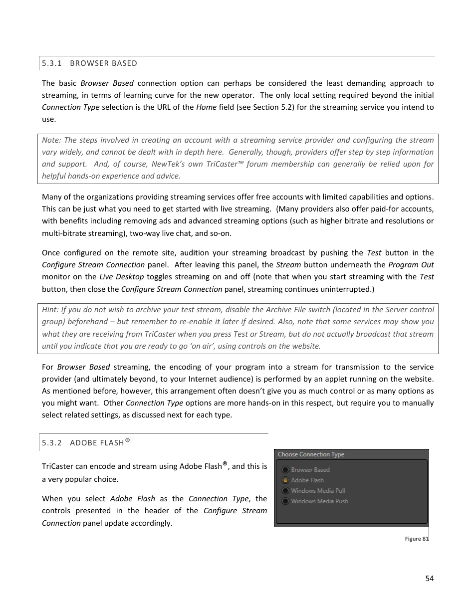 1 browser based, 2 adobe flash, Browser based | Adobe flash | NewTek TriCaster 40 User Manual | Page 56 / 80