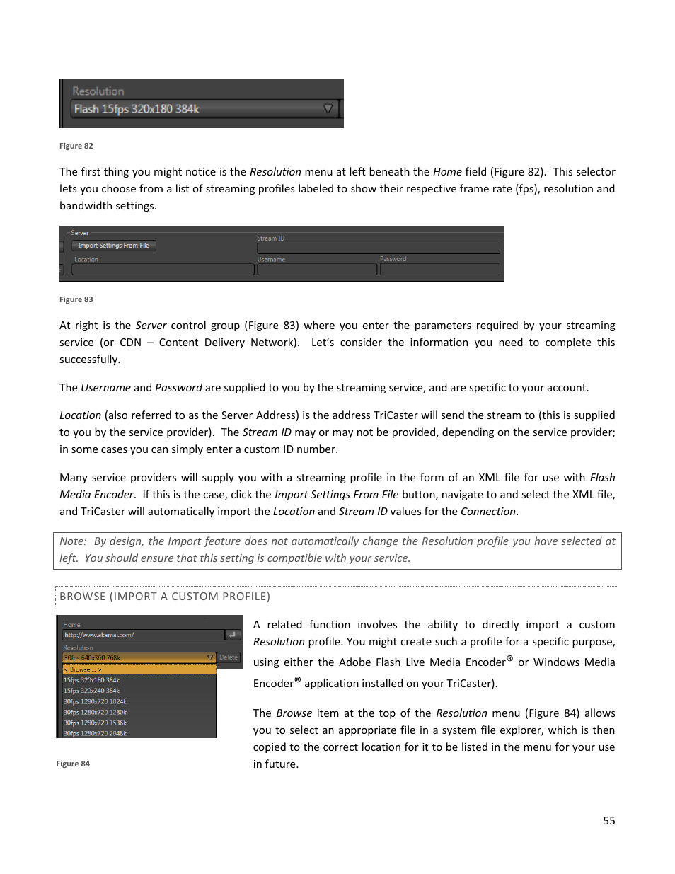 Browse (import a custom profile) | NewTek TriCaster 40 User Manual | Page 57 / 80