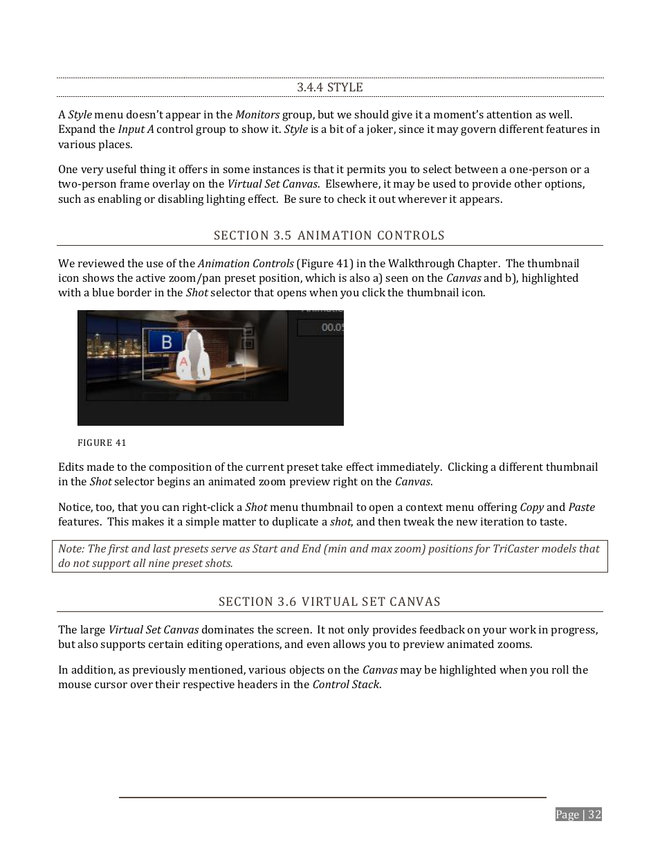 Tyle, Ection, Nimation | Ontrols, Irtual, Anvas | NewTek Virtual Set Editor User Manual | Page 34 / 54