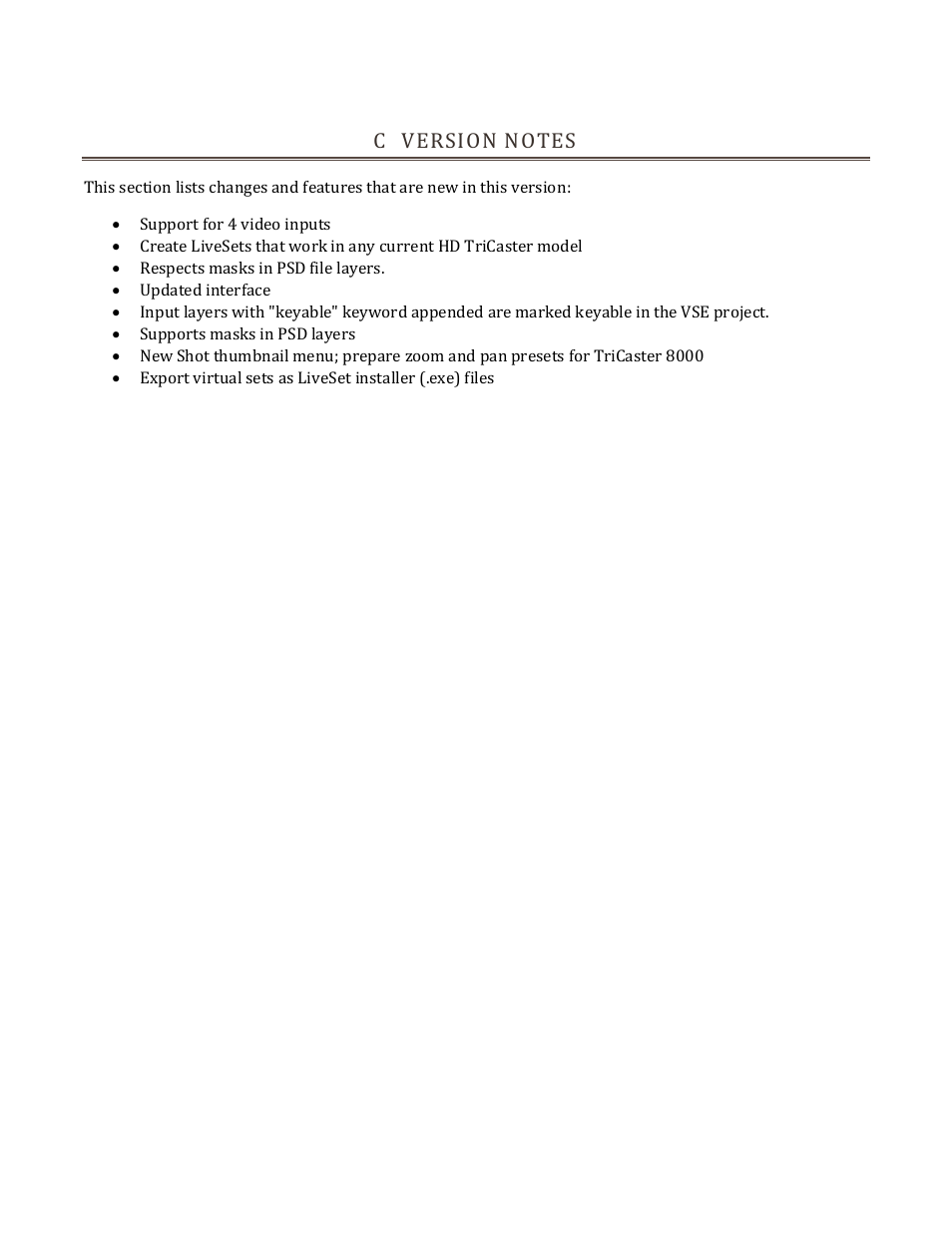 C version notes | NewTek Virtual Set Editor User Manual | Page 51 / 54